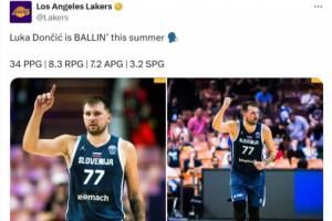 湖人官推终晒东契奇！湖密疯狂阴阳：顶不住压力发了？可悲的球队