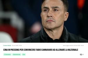 意媒：中国足协全力谈判卡纳瓦罗执教国足事宜，已派特使到意大利
